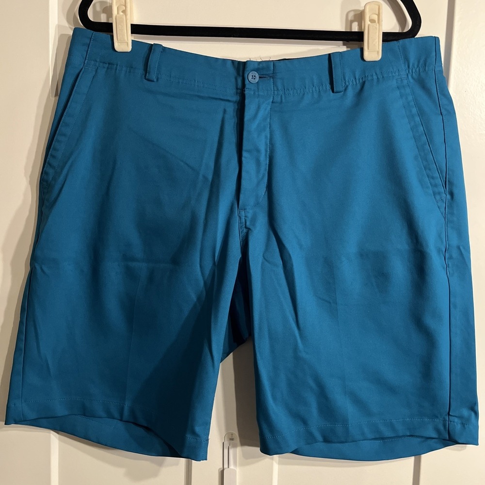 Nike Golf Mens Dri Fit Shorts Blue Athletic Flat Front Size 38